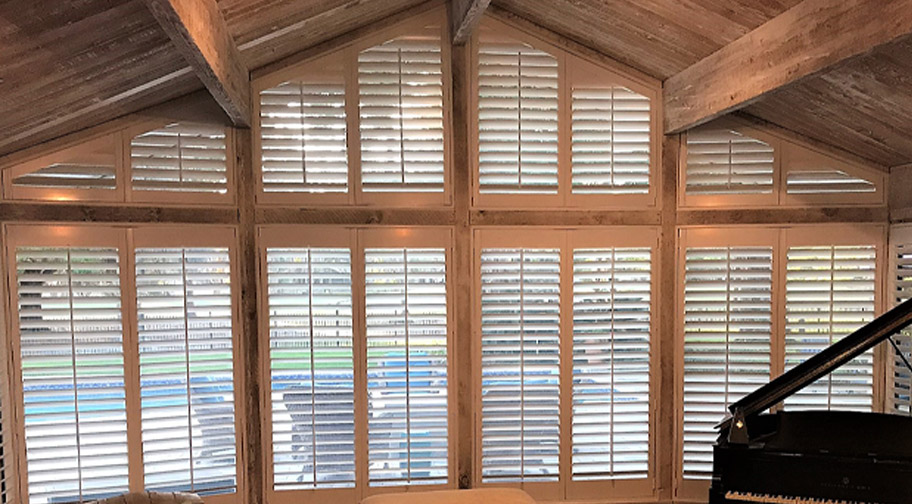 Angled windows in a large living room